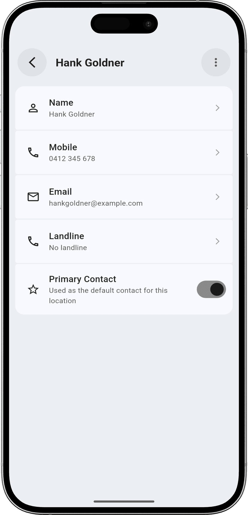 Property Specific Contacts step - Property details and contacts