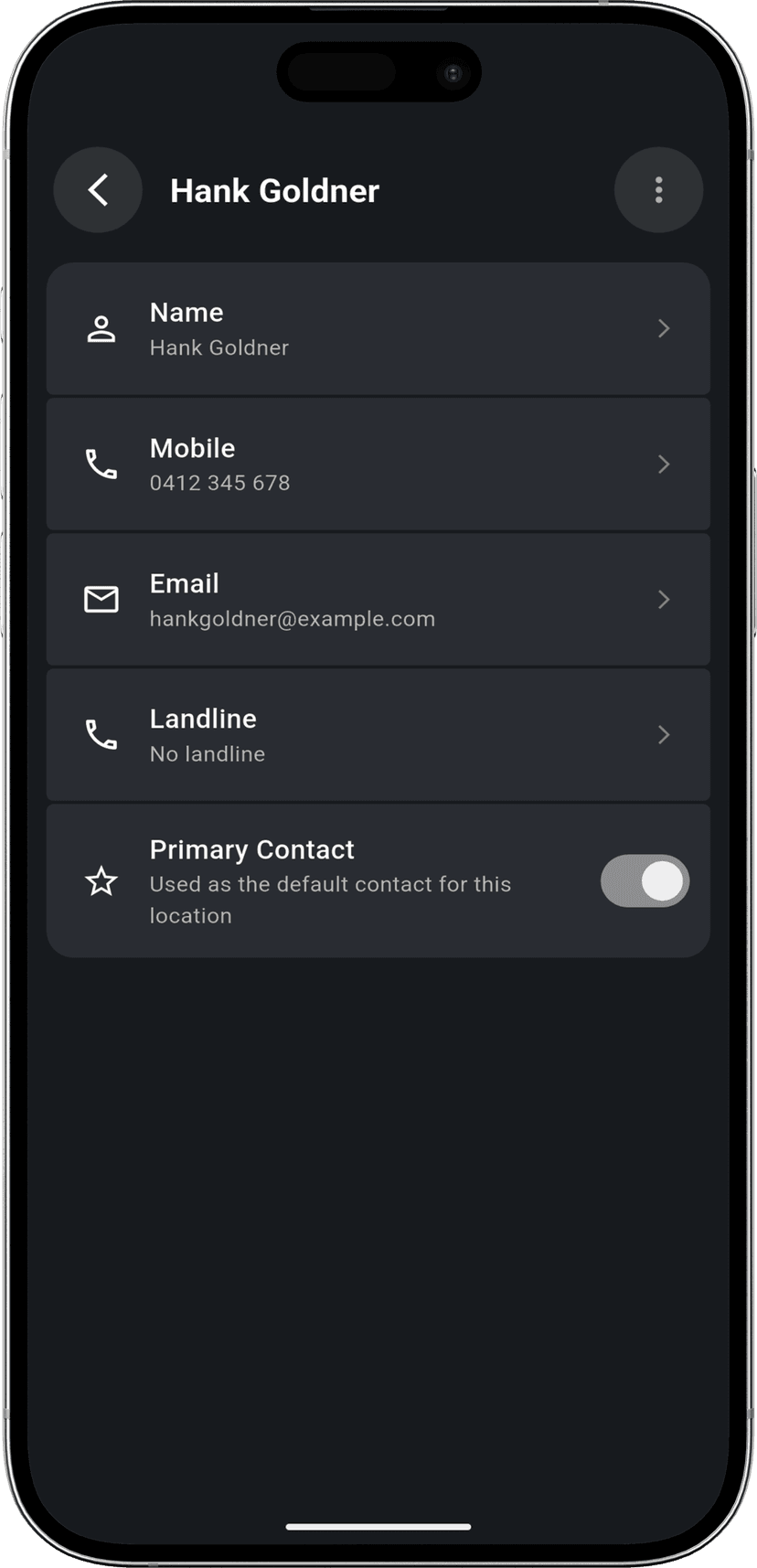 Property Specific Contacts step - Property details and contacts