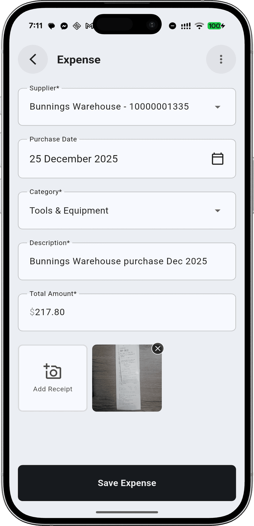 Snap & Save step - Taking a photo of a receipt