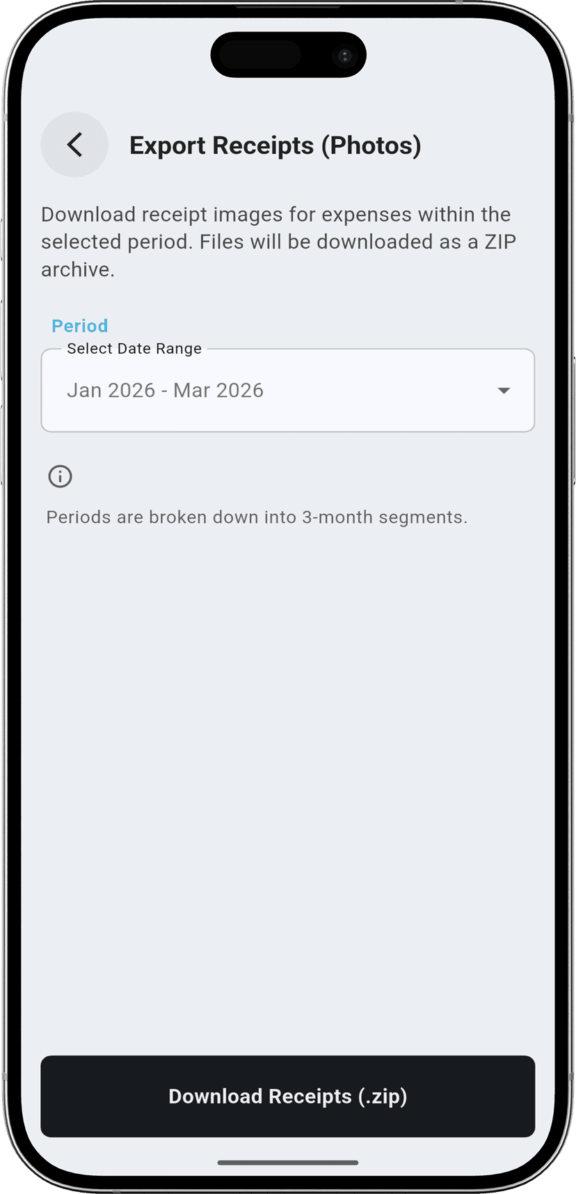 Digital Storage step - Searchable list of saved receipts