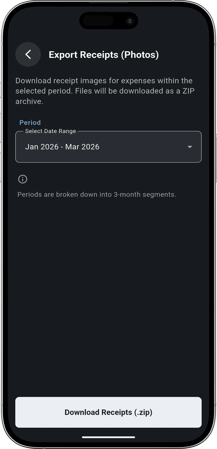 Digital Storage step - Searchable list of saved receipts