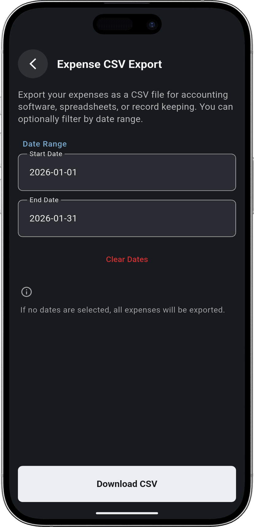 Tax Time Ready step - Exporting expense report