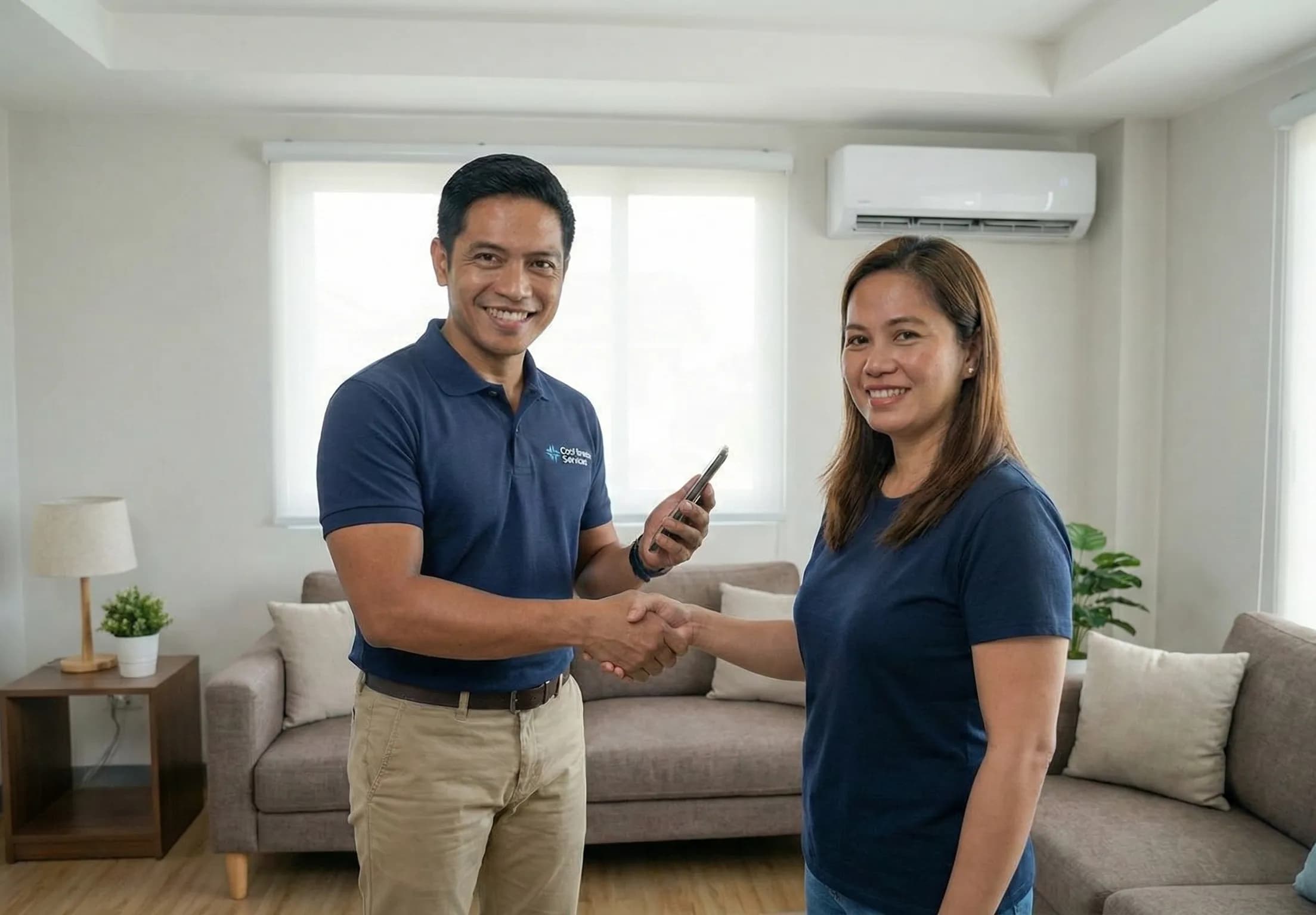 Filipino tradesperson creating a professional tax invoice on a mobile smartphone.