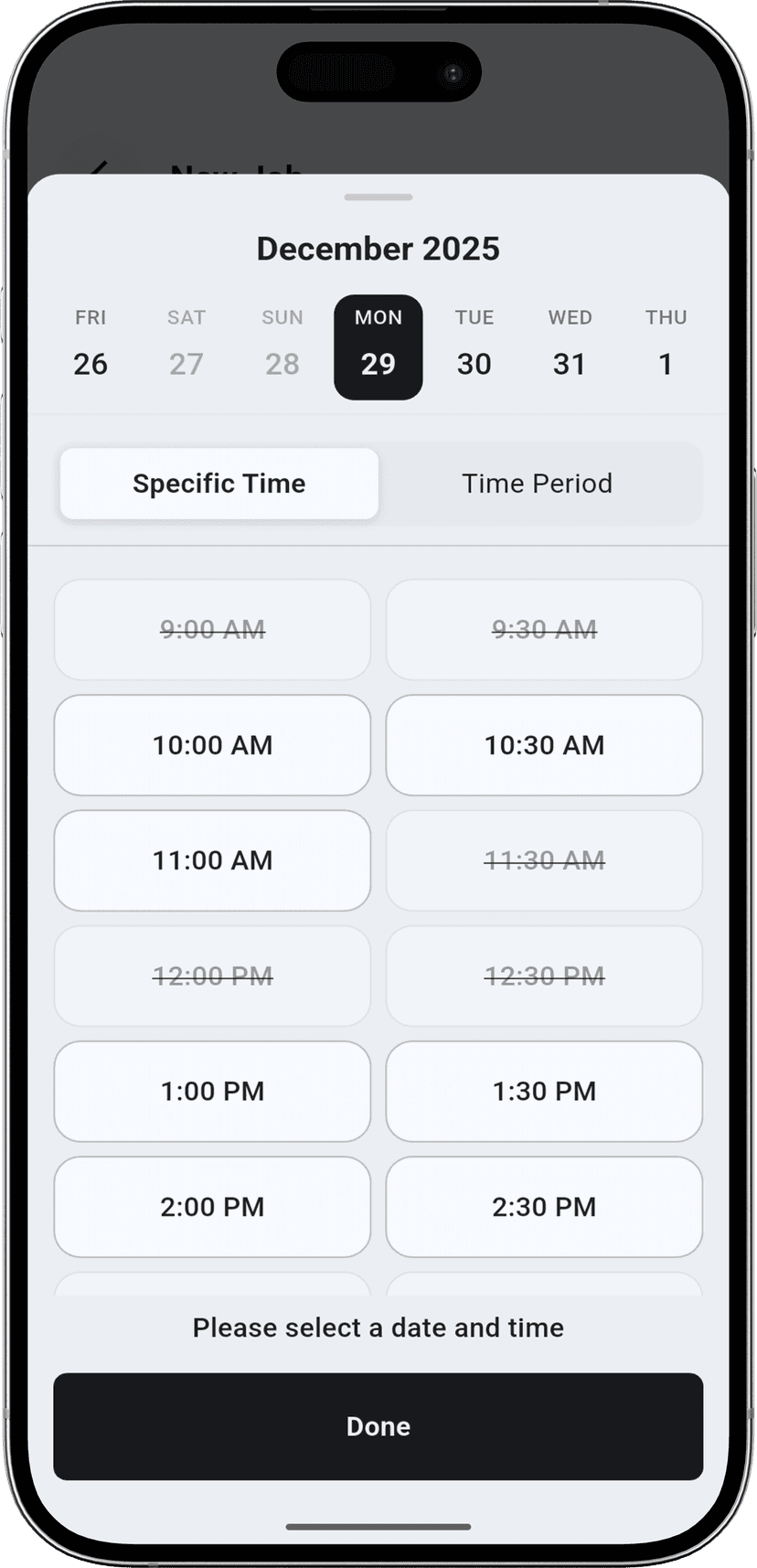 Smart scheduling day view on mobile