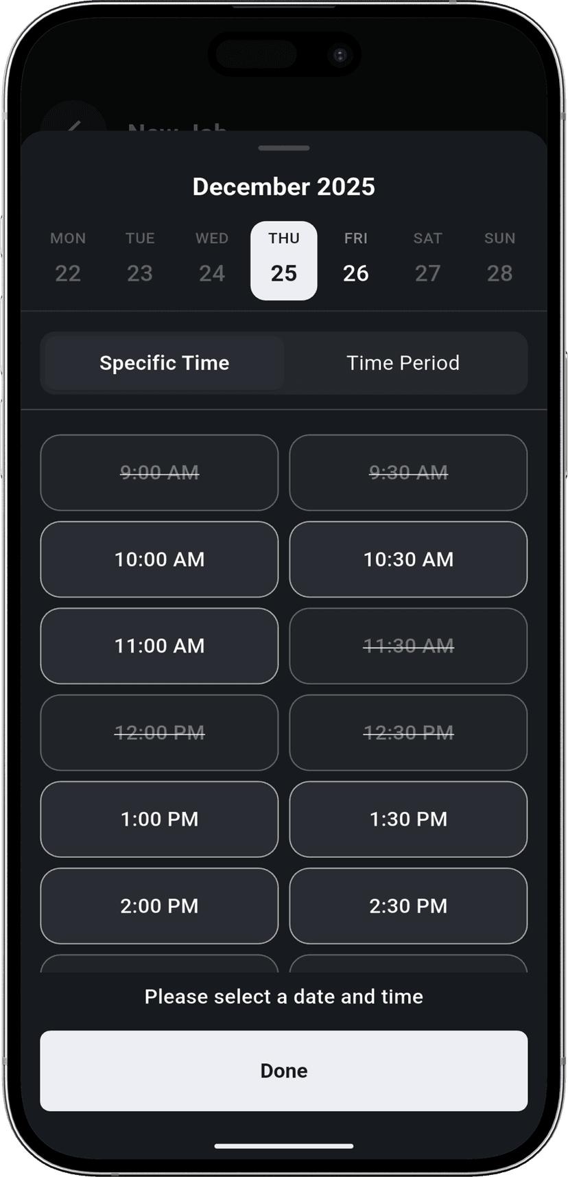 Smart scheduling day view on mobile