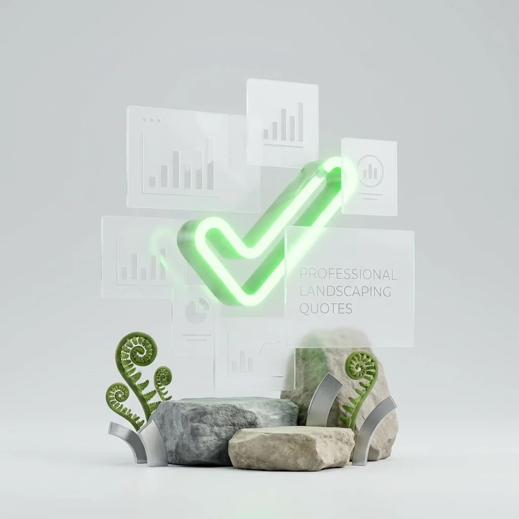 Abstract representation of professional digital quoting for landscaping