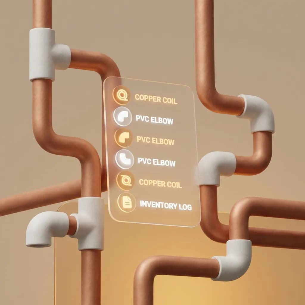 Abstract representation of plumbing material tracking