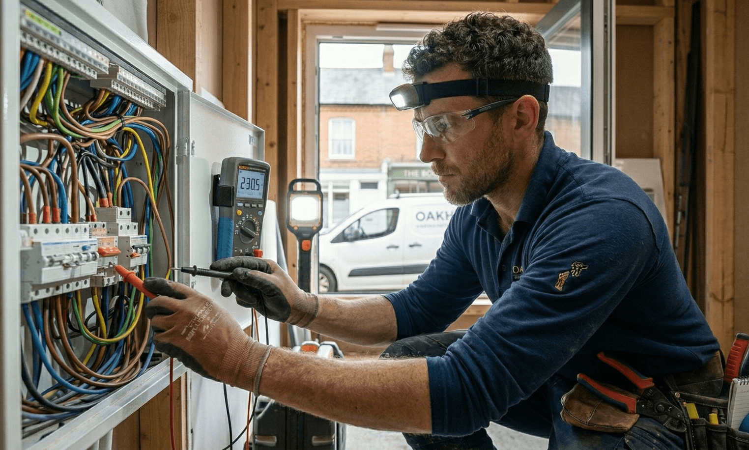 Electrician fixing a light switch