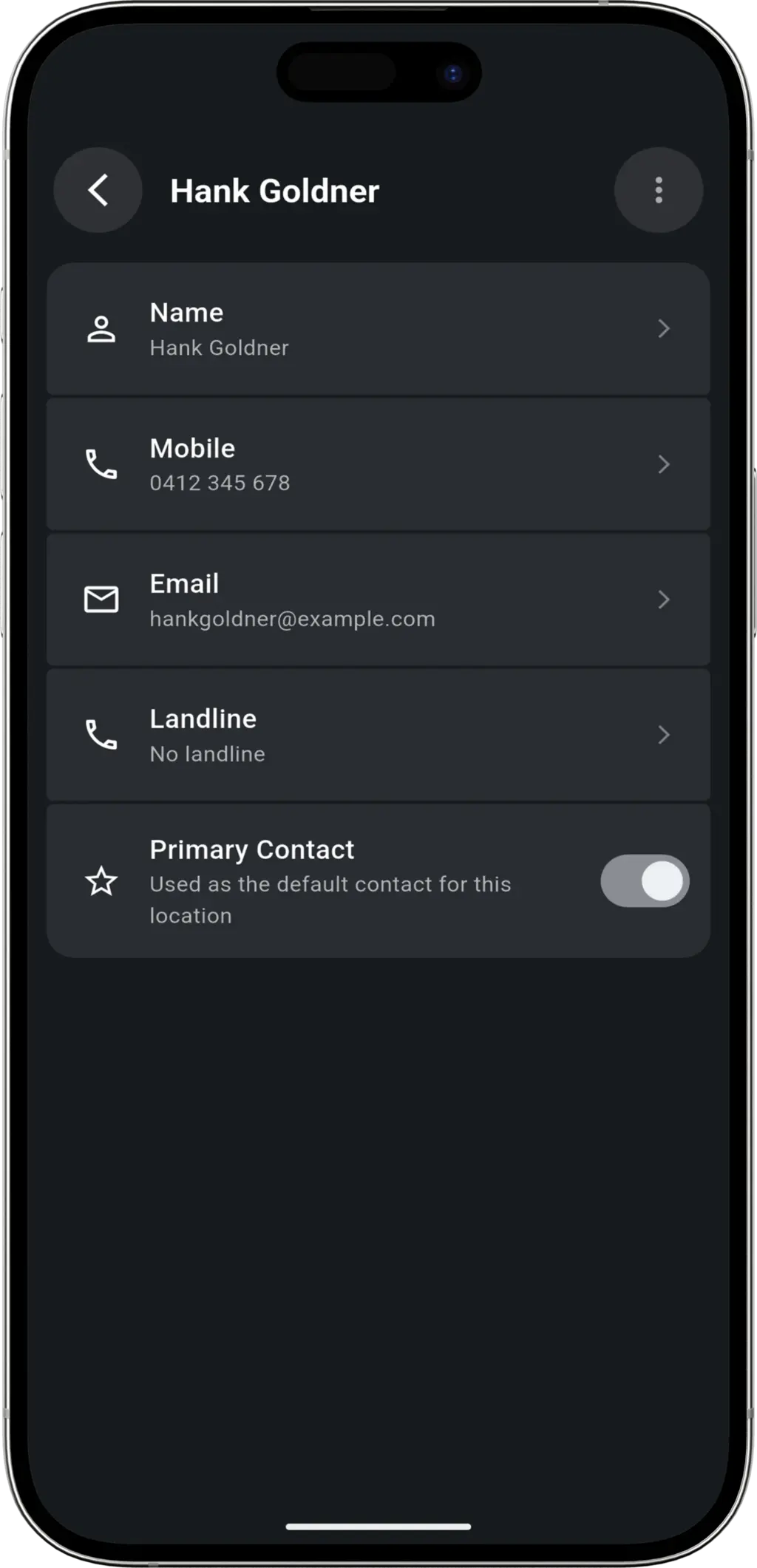 Property Specific Contacts step - Property details and contacts