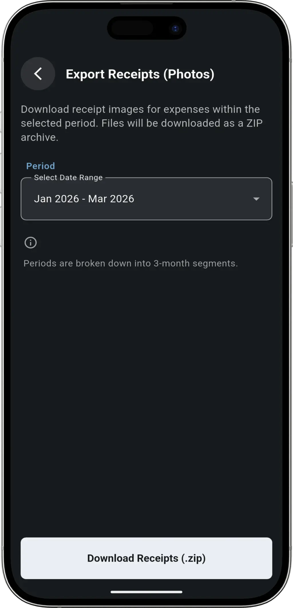 Digital Storage step - Searchable list of saved receipts