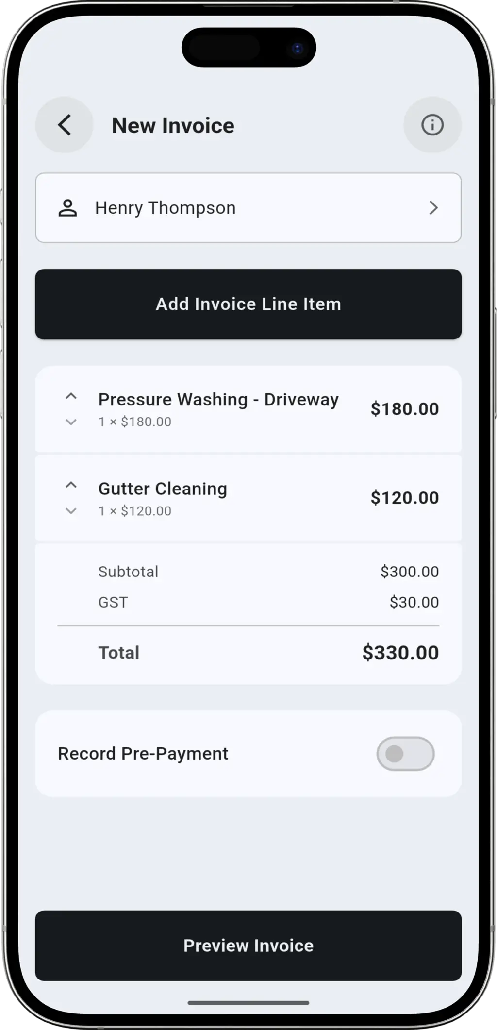 Convert or Create step - Converting job to invoice