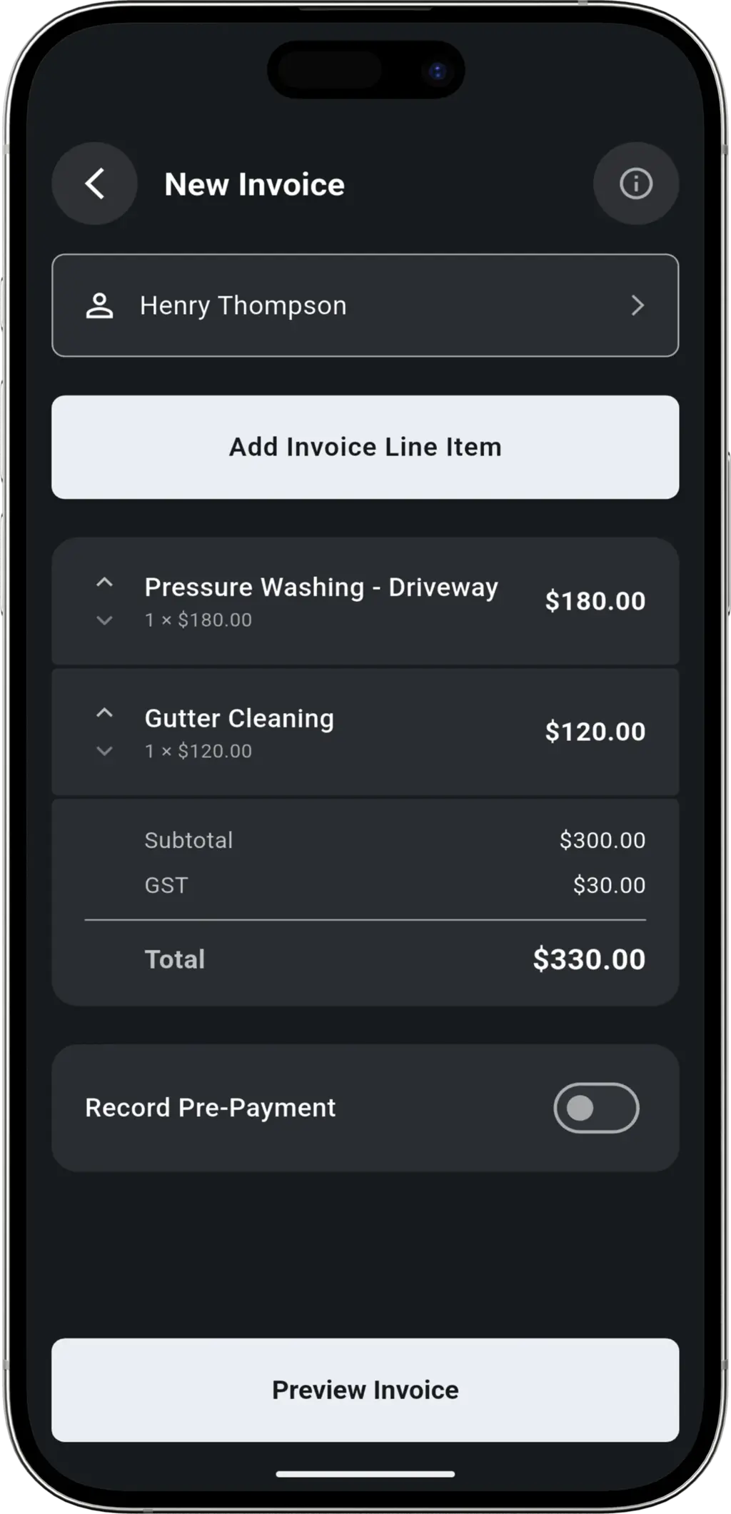 Convert or Create step - Converting job to invoice