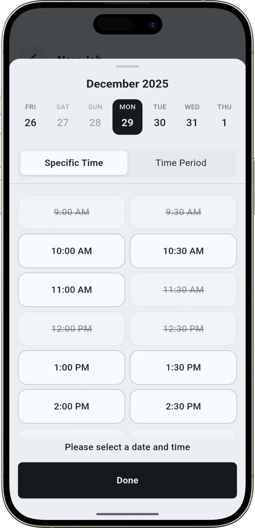 Smart Scheduling step - Viewing emergency plumbing dispatch sheet