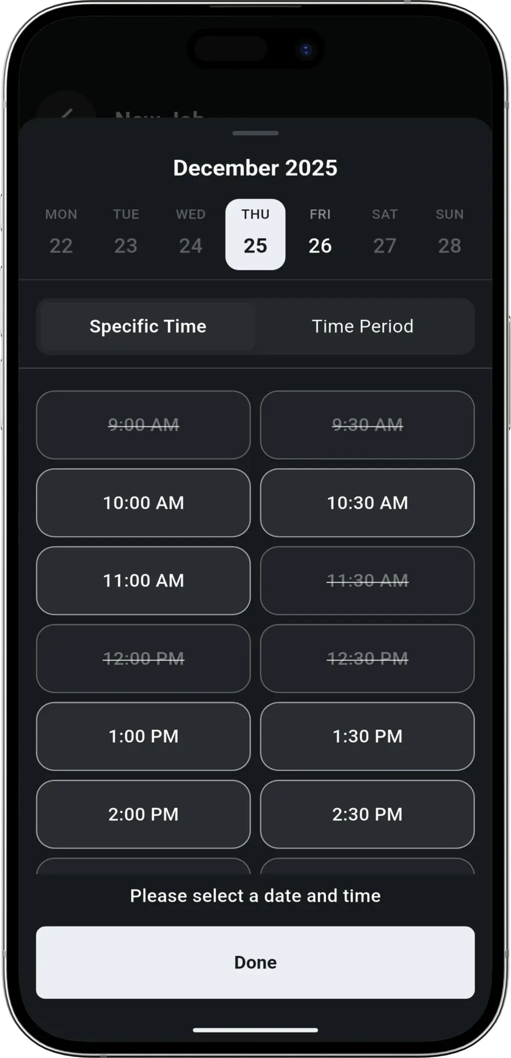 Smart Scheduling step - Viewing emergency plumbing dispatch sheet