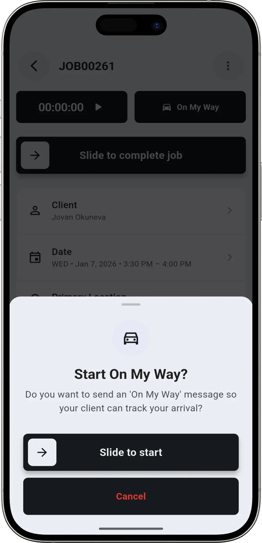 Live GPS Tracking step - Real-time technician map view